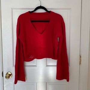 Leibl 38 distressed red cropped sweater